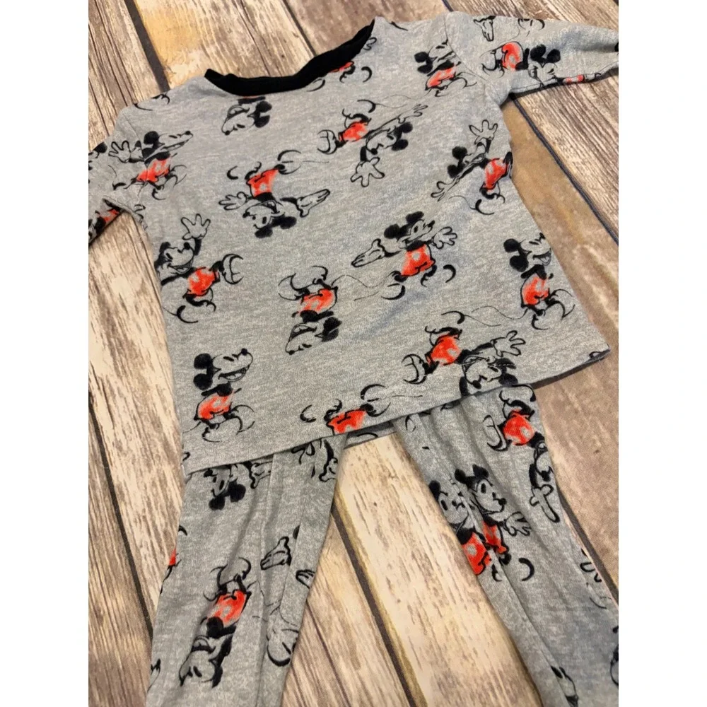 Disney Junior Mickey Mouse Toddler‎ Pajama Set Gray Long Sleeve Pants 2T Cotton